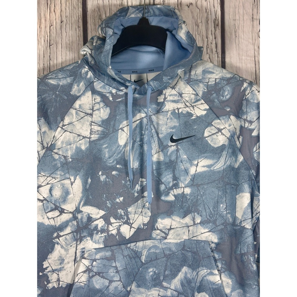 NWT Nike Mens Therma-FIT Training Hoodie Blue Abstract Print DQ4836-472 Medium